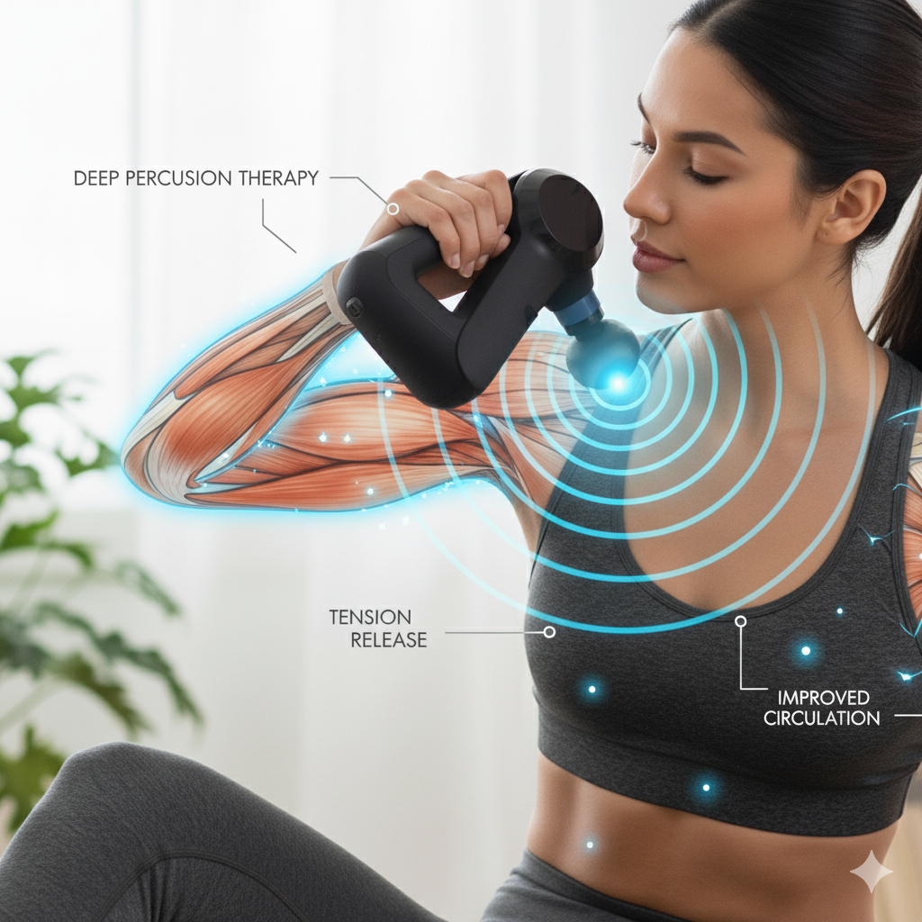 Therapy Elite Percussion Massage Gun – Deep Tissue Recovery with Heat + Cold Therapy